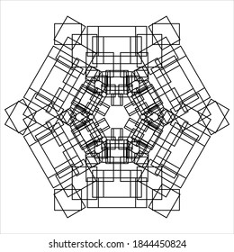 Vector element, arabesque for design template. Luxurious ornament in oriental style. Black-white illustration. Decor for invitations, cards, wallpapers, background, web pages. Coloring book