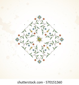 Vector element, arabesque for design template. Luxury ornament in Eastern style. Square floral illustration. Ornate decor for invitation, greeting card, wallpaper, background, web page.