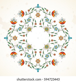 Vector element, arabesque for design template. Premium ornament in Eastern style. Bright floral illustration. Ornate decor for invitation, greeting card, wallpaper, background, web page. Mandala.