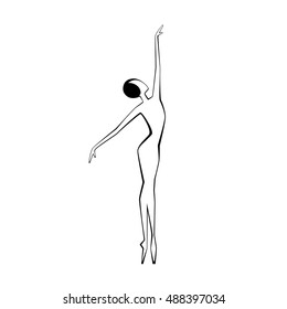 Vector element of beautiful ballet dancer dances the stylized figure