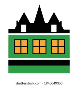 Edificio de elementos vectoriales apartamento residencial de color plano construcción de una sola casa para el diseño y la decoración de la ilustración de stock sobre un fondo blanco