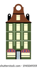 Vector element building apartment residential flat color single house construction for design and decoration of stock illustration on a white background