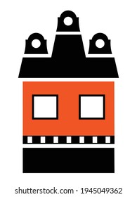 Edificio de elementos vectoriales apartamento residencial de color plano construcción de una sola casa para el diseño y la decoración de la ilustración de stock sobre un fondo blanco