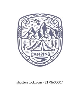 Vector element of camping and outdoor adventure Premium Vector