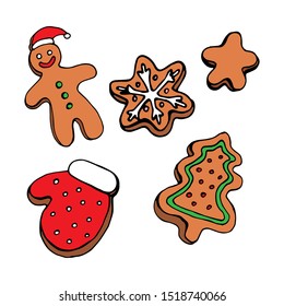 Vector element for christmas. Isolated on white background, color element with black outline. For design, postcards, factories, manufactories, wrapping paper, gifts, coloring books, books, stickers.