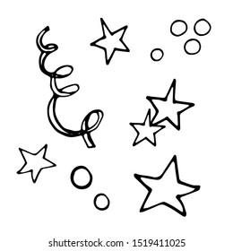 Vector element for christmas. Isolated on white background, element with black outline. For design, postcards, factories, manufactories, wrapping paper, gifts, coloring books, books, stickers.