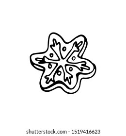Vector element for christmas. Isolated on white background, element with black outline. For design, postcards, factories, manufactories, wrapping paper, gifts, coloring books, books, stickers.