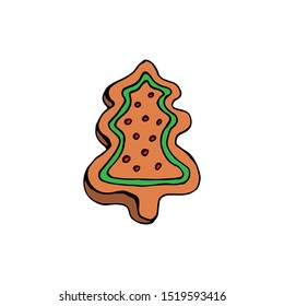 Vector element for christmas. Isolated on white background, color element with black outline. For design, postcards, factories, manufactories, wrapping paper, gifts, coloring books, books, stickers.
