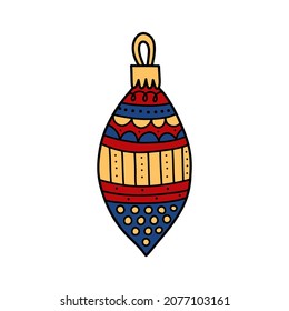 Vektorelement. Weihnachtsbaumdekoration. Symbol der Neujahrsfeier. Line Art Stil.
