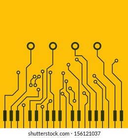 Vector element combined circuit board and piano keys