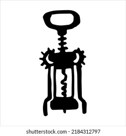 Vector element is a corkscrew for opening wine