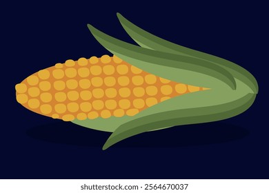 Vector Element of Corn with Dark blue Background.