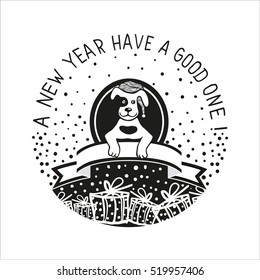 Vector element of design greeting card, banner, poster, clothing, postcard and invitation for party event lettering. A new year have a good one. 