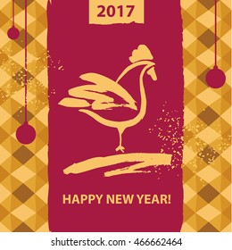 Vector element of design logo, logotype, greeting card, poster, clothing, postcard, calendar and invitation for party event happy new year rooster 2017. 