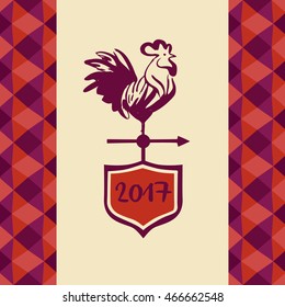 Vector element of design logo, logotype, greeting card, poster, clothing, postcard, calendar and invitation for party event happy new year rooster 2017. 