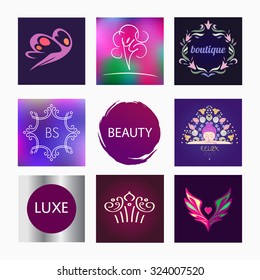 Vector element design, se logos for beauty salon, cosmetic boutique. Relaxation. Beauty and health. Icon goods for women on the site, in the publication.