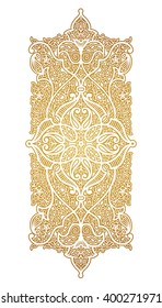 Vector element for design template. Luxury ornament in Eastern style. Golden floral illustration. Ornate decor for invitations, greeting cards, certificate, labels, badges, tags.