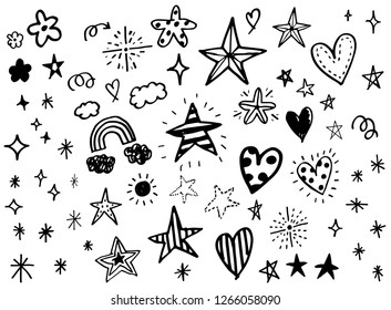 Vector Element Doodle. Hand-drawn kids doodle set Illustration - Vector