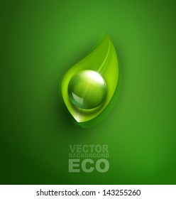 vector element for ecological design with a leaf and a drop of