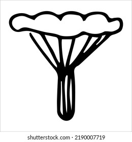 Vector element edible mushroom on Black silhouette