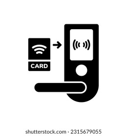 Vector element of the Electronic Door with Keycard reader, Glyph icon.