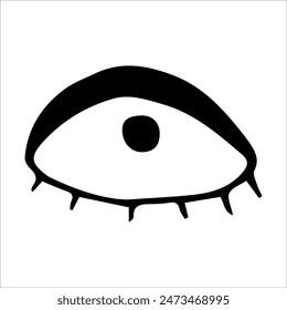 vector element eye doodle black and white image.