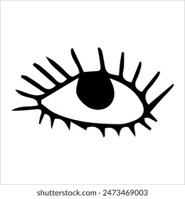 vector element eye doodle black and white image.