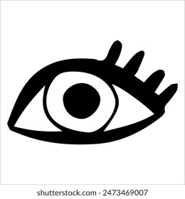 vector element eye doodle black and white image.