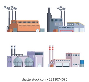 Vector element factory buildings collection. Flat design concept for city illustration