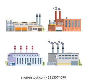 Vector element factory buildings collection. Flat design concept for city illustration