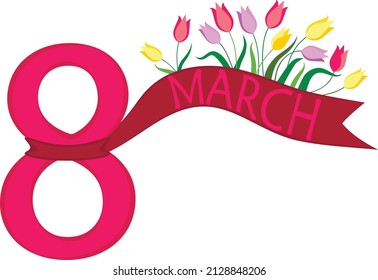 
Vector element, flat style design. For congratulations on International Women's Day March 8.
