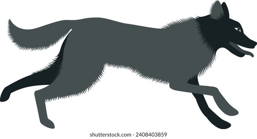 Vector element in flat style of running dog.