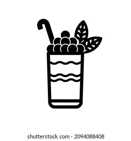 Vector element of a Glass of Bubble milk tea with Toppings.