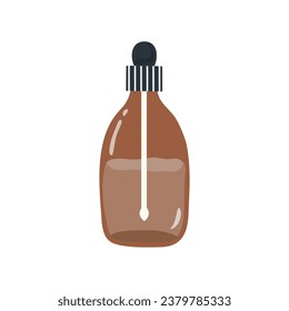 Vector element, glass dropper, pipette jar in flat style. Packaging for cosmetic products, creams, oils, ecological products. Template on isolated white background for design, print, products.	