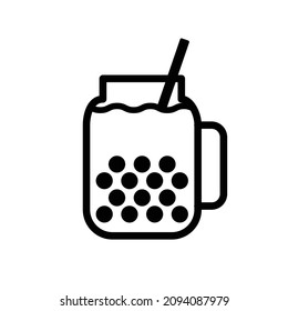 Vector element of a Glass Jar of Bubble milk tea.