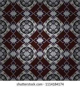 Vector element for graphical design. Abstract seamless modern pattern with regularly repeating geometrical grid with rhombuses, strips, rectangles in gray, black and brown colors.