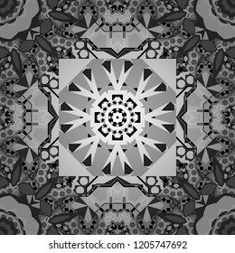 Vector element for graphical design. Abstract seamless modern pattern with regularly repeating geometrical grid with rhombuses, strips, rectangles in black, white and gray colors.
