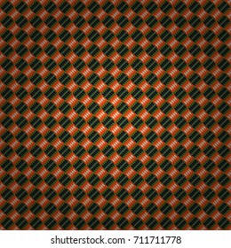 Vector element for graphical design. Abstract seamless modern pattern with regularly repeating geometrical grid with rhombuses, strips, rectangles in brown, orange and black colors.