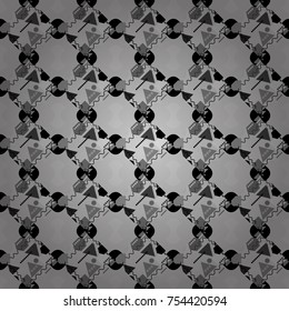 Vector element for graphical design. Abstract seamless modern pattern with regularly repeating geometrical grid with rhombuses, strips, rectangles in gray, black and white colors.