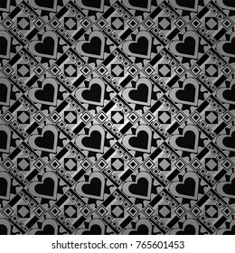 Vector element for graphical design. Abstract seamless modern pattern with regularly repeating geometrical grid with rhombuses, strips, rectangles in black, white and gray colors.