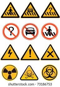 Vector element - a group of warning  sign,isolated on white background