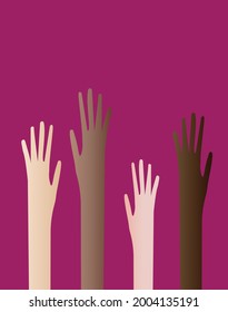 vector element hands reaching up different skin color