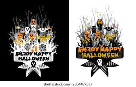 It is a vector element of happy Halloween party house with bat, pumpkin night moon etc template for all Halloween users.