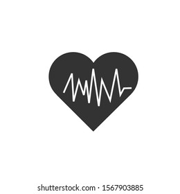 Vector Element of Heartbeat Medical Icon Black On White Background - Health Symbol Illustration