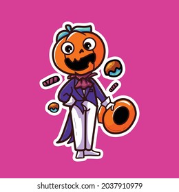 Vector element for Helloween greeting card and poster, party sign. Concept illustration with Sign and symbol. Flat design cartoon element.