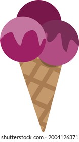 vector element ice cream waffle cone three balls of ice cream