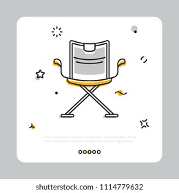 Vector element of icon showing chair of cinema director in white square on gray background