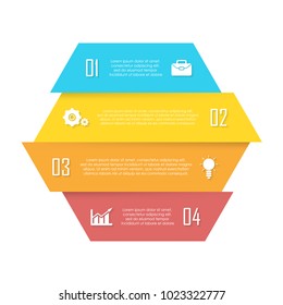 Vector element for infographic. Business concept can be used for chart, brochure, diagram and web design. Hexagon template with 4 elements.