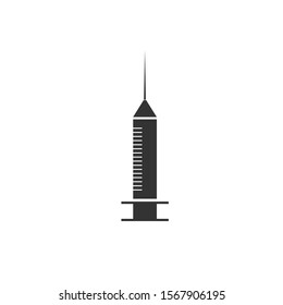 Vector Element of Injection Medical Icon Black On White Background - Health Symbol Illustration