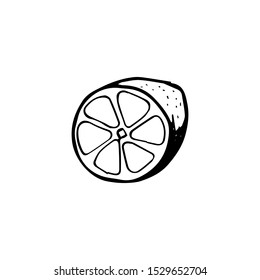 Vector element lemon. In doodle style, black outline isolated on a white background. For banners, cards, coloring books, design, business, product labels